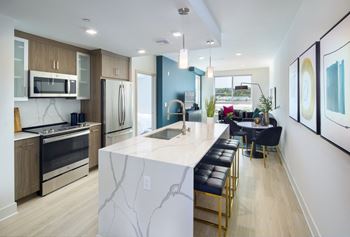 Waterfall kitchen island